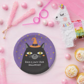 Halloween Black Cat Card Pappteller (Party)