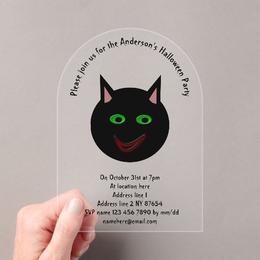 Halloween Black Cat Custom Acryleinladungen (Insitu (Handheld))
