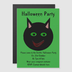 Halloween Black Cat Custom Party lädt ein Magneteinladung