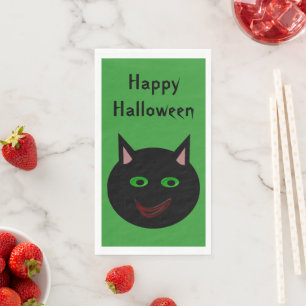 Halloween Black Cat Custom Serviette