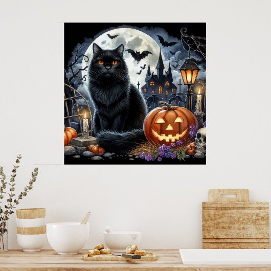 Halloween Black Cat Decorative Zuhause Poster (Küche)