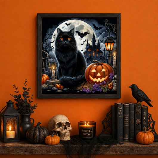 Halloween Black Cat Decorative Zuhause Poster