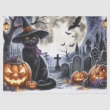 Halloween Black Cat Decoupage Tissue Paper