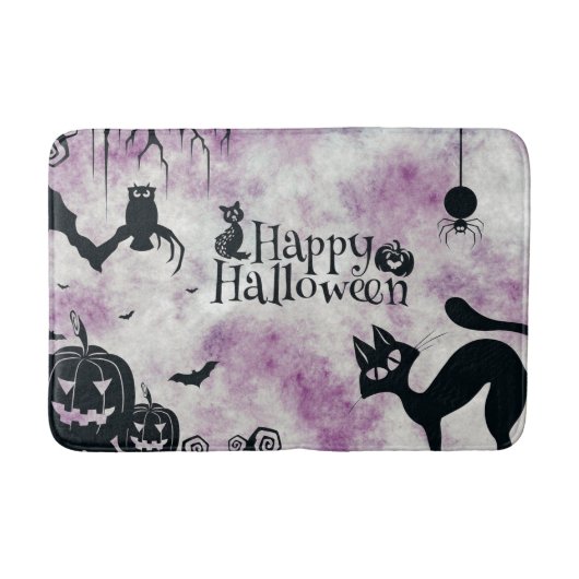 Halloween Black Cat Evil Pumpkins Beängstigend Owl Badematte (Vorderseite)
