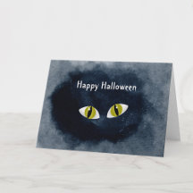 Halloween Black Cat Eyes Watercolor