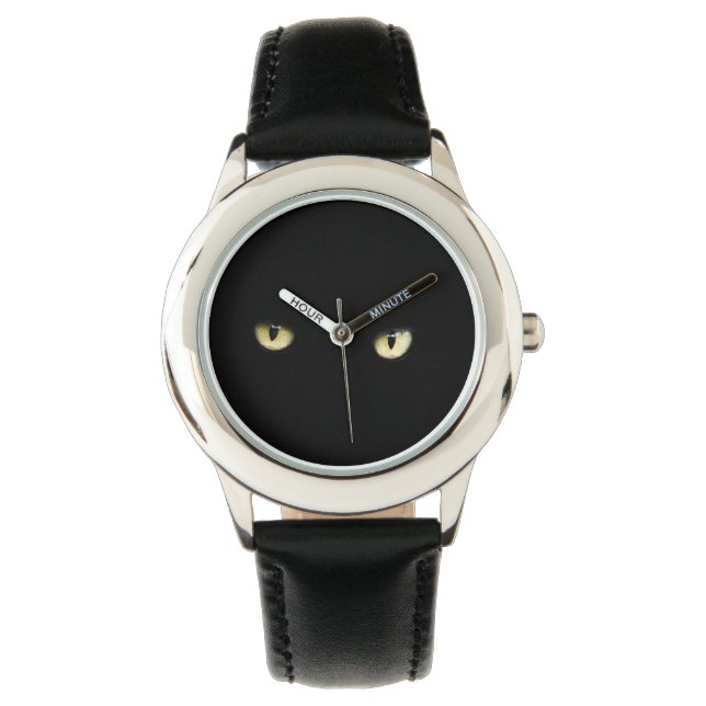 Halloween Black Cat Eyes Wrist Watch Armbanduhr (Vorderseite)