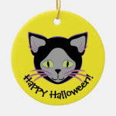 Halloween Black Cat Face Keramik Ornament (Vorne)
