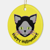 Halloween Black Cat Face Keramik Ornament (Links)