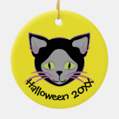 Halloween Black Cat Face Keramik Ornament (Hinten)