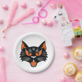 Halloween Black Cat Face Pappteller (Party)
