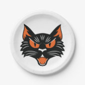 Halloween Black Cat Face Pappteller (Vorderseite)