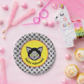 Halloween Black Cat Face Pattern Pappteller (Party)