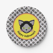 Halloween Black Cat Face Pattern Pappteller (Vorderseite)