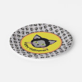 Halloween Black Cat Face Pattern Pappteller (Schrägansicht)