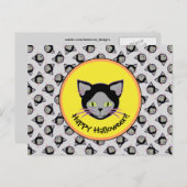 Halloween Black Cat Face Pattern Postkarte (Vorne/Hinten)