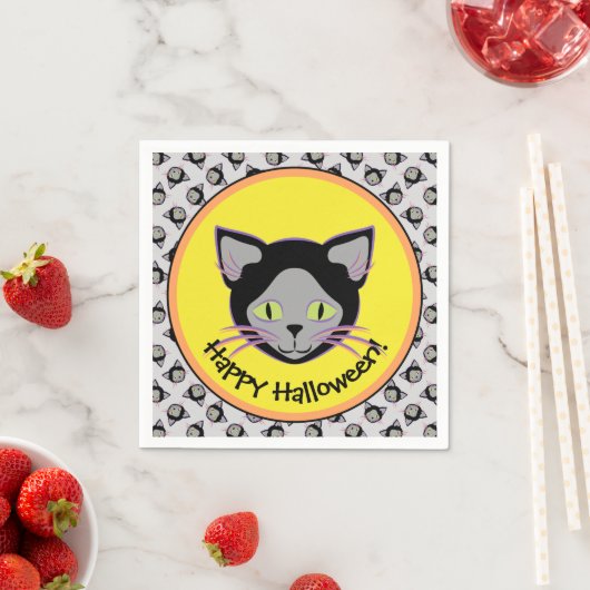 Halloween Black Cat Face Pattern Serviette (Beispiel)