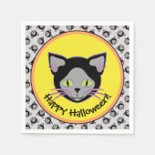 Halloween Black Cat Face Pattern Serviette (Vorderseite)