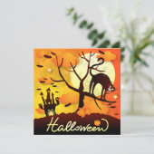 Halloween Black Cat Feiertagskarte (Stehend Vorderseite)