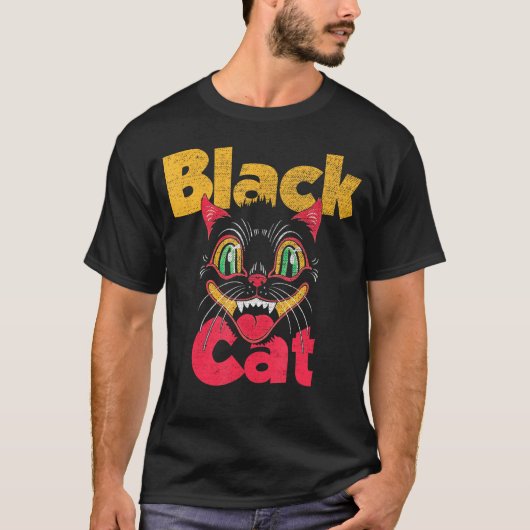 Halloween Black Cat Fireworks T-Shirt (Vorderseite)