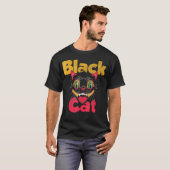 Halloween Black Cat Fireworks T-Shirt (Vorne ganz)