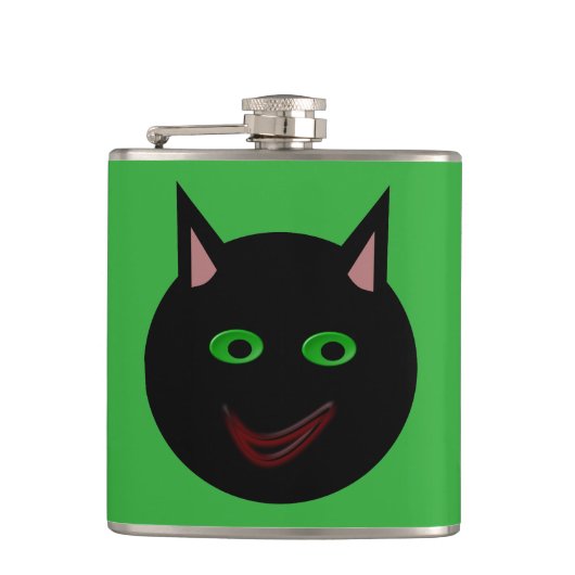 Halloween Black Cat Flask Flachmann (Vorderseite)