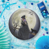 Halloween, Black Cat, Fledermäuse und Vollmond Pappteller (Party)