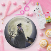 Halloween, Black Cat, Fledermäuse und Vollmond Pappteller (Party)