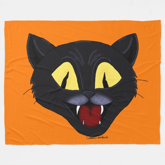 Halloween Black Cat Fleecedecke (Vorderseite (Horizontal))