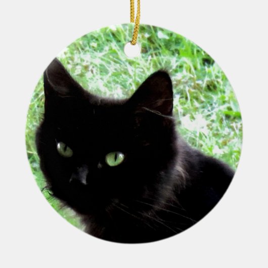 Halloween Black Cat Foto Design Keramikornament (Vorne)