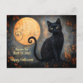 Halloween Black Cat Full Moon Verziert Postkarte (Vorderseite)