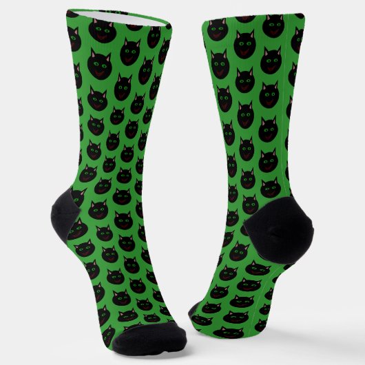 Halloween Black Cat Gemustert Socken (Gewinkelt)