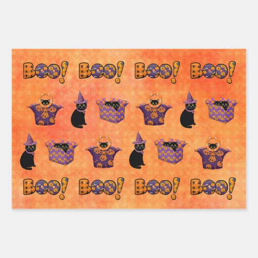 Halloween Black Cat Geschenkpapier Set (Vorderseite 3)
