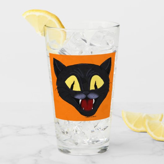Halloween Black Cat Glas (Vorderseite Ice)