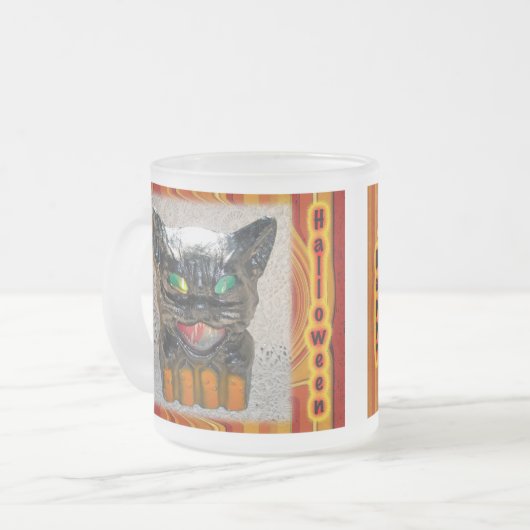 Halloween Black Cat Glass Tasse Varieté Set (Vorderseite Links)