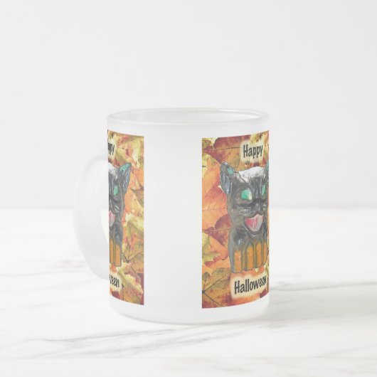 Halloween Black Cat Glass Tasse Varieté Set (Vorderseite Links)
