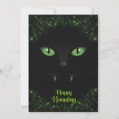 Halloween Black Cat Green Webs Feiertagskarte (Vorderseite)
