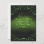 Halloween Black Cat Green Webs Feiertagskarte (Rückseite)