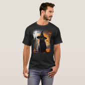 Halloween Black Cat Hat Spooky Cat and Pumpkin Gra T-Shirt (Vorne ganz)
