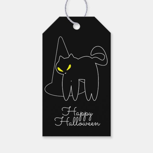 Halloween Black Cat Hat Trick oder Treat Candy Geschenkanhänger (Vorderseite)