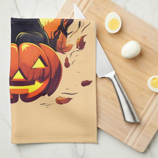 Halloween Black Cat, Herbstlaube, Geschirrtuch (Viertel Falte)