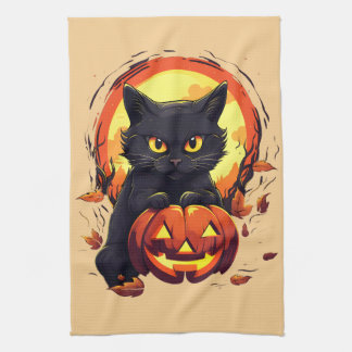 Halloween Black Cat, Herbstlaube, Geschirrtuch