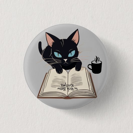 Halloween Black Cat Hexe Brew Rezept Button! Button (Vorderseite)