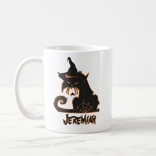 Halloween Black Cat Hexe Spooky Spiders Kaffeetasse (Links)