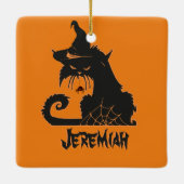 Halloween Black Cat Hexe Spooky Spiders Keramikornament (Rückseite)
