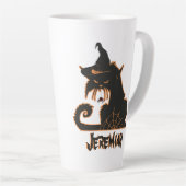 Halloween Black Cat Hexe Spooky Spiders Milchtasse (Rechte Ecke)