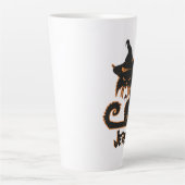 Halloween Black Cat Hexe Spooky Spiders Milchtasse (Vorderseite)