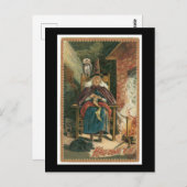 Halloween Black Cat, Hexe und Schüssel Postkarte (Vorne/Hinten)