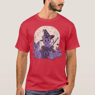 Halloween Black Cat Hexenhut & Moon Niedliche Cat- T-Shirt