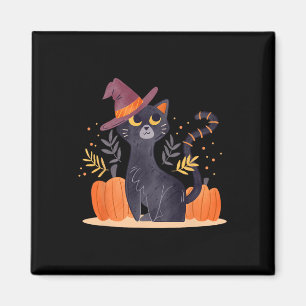 Halloween Black Cat Hexenhutenkürbis für Kinder Gi Magnet