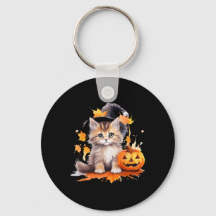 Halloween Black Cat Hexenhutenkürbis für Kinder Gi Schlüsselanhänger